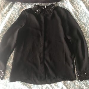 Black Sheer Rhinestone Buttonup!